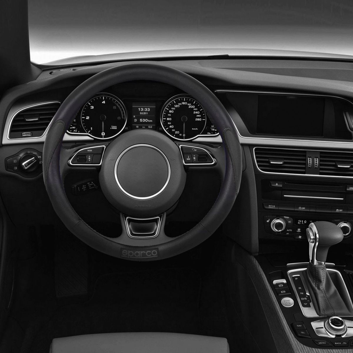 SPARCO - Set Funda Cubre Volante para Auto + 2 Cinturones Negro