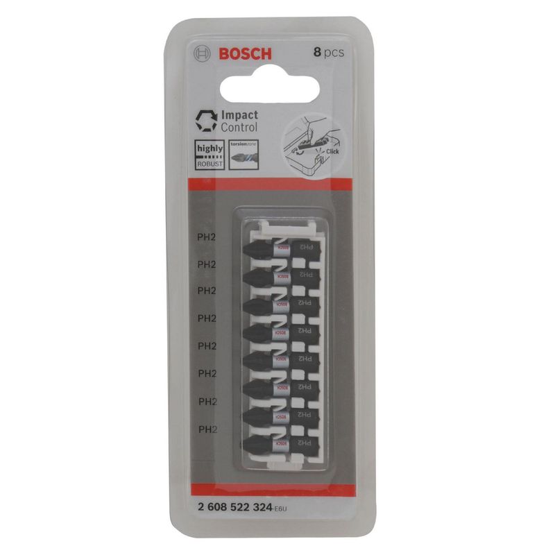 BOSCH - Punta de Impacto Control Acero PH2 25 mm 8 Pzs Bosch