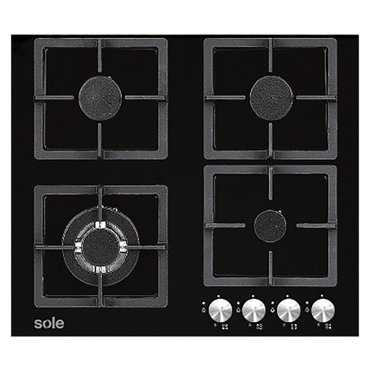 SOLE - Encimera Empotrable A Gas 4 Hornillas Sole 3120SOLCO040 Negro