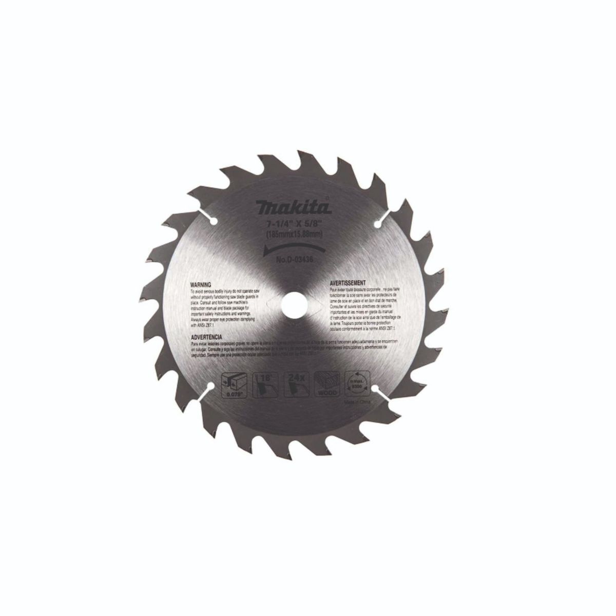 MAKITA - Disco para Madera 7 1/4" x 5/8" 24 Dientes