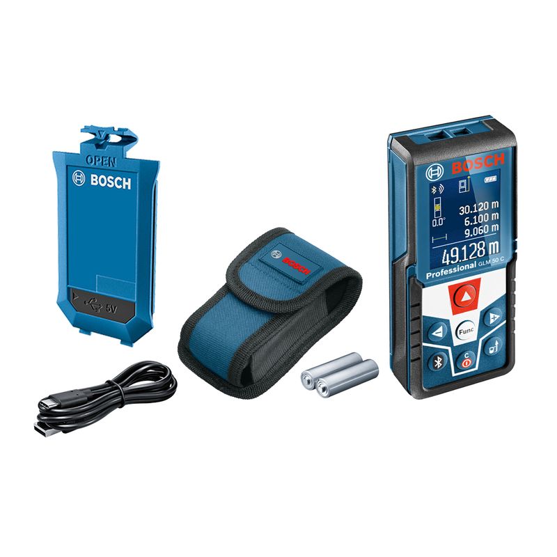BOSCH - Medidor Láser GLM 50 C alcance 50m con Bluetooth Bosch + Batería recargable de iones de litio 3,7V 1.0Ah Bosch