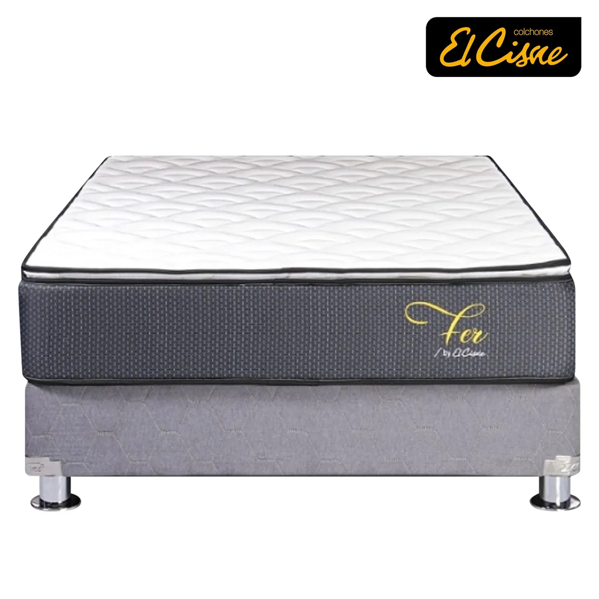 EL CISNE - Cama Americana El Cisne Fer 1.5 Plazas + Colchón + Almohada