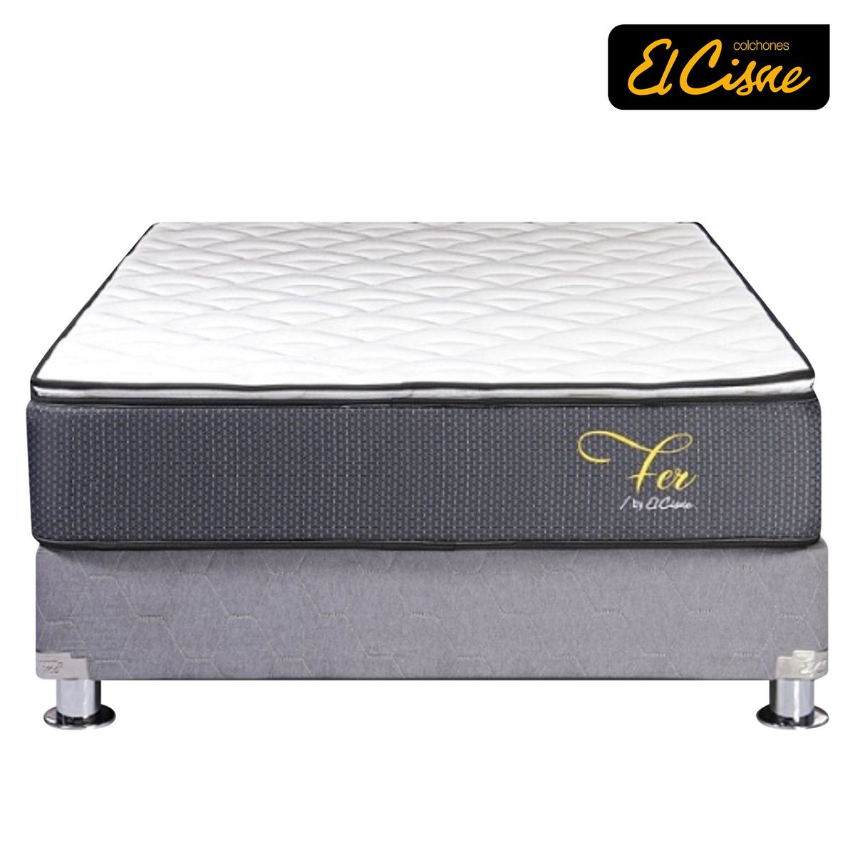 EL CISNE - Cama Americana El Cisne Fer Queen + Colchón + 2 Almohadas