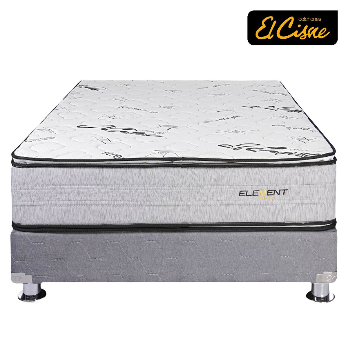 EL CISNE - Cama Americana El Cisne Element King + Colchón + 3 Almohadas + Protector