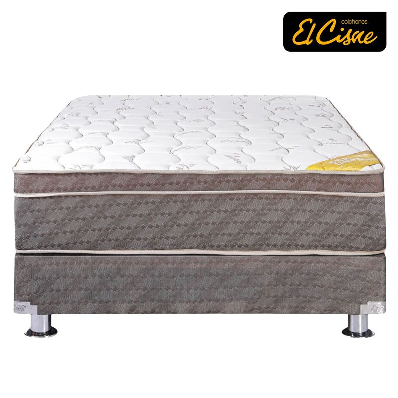 EL CISNE - Cama Americana El Cisne Kayseri 2 Plazas + Colchón + 2 Almohadas + Protector