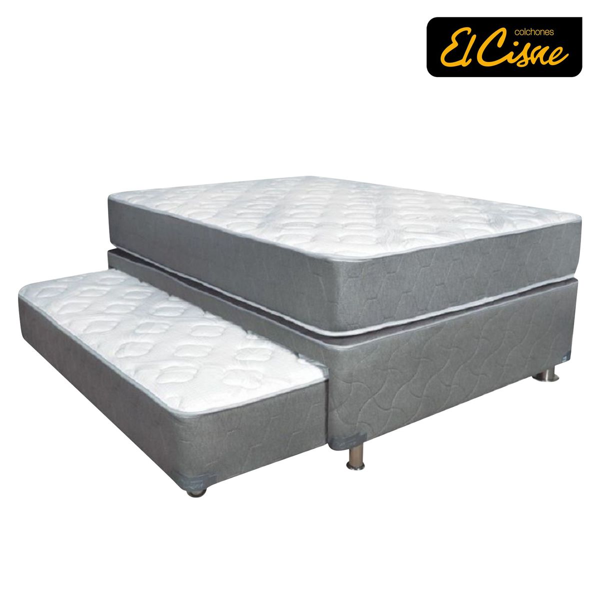 EL CISNE - Box Diván Plus 2 Plazas + Colchón + 3 Almohadas + 2 Protectores