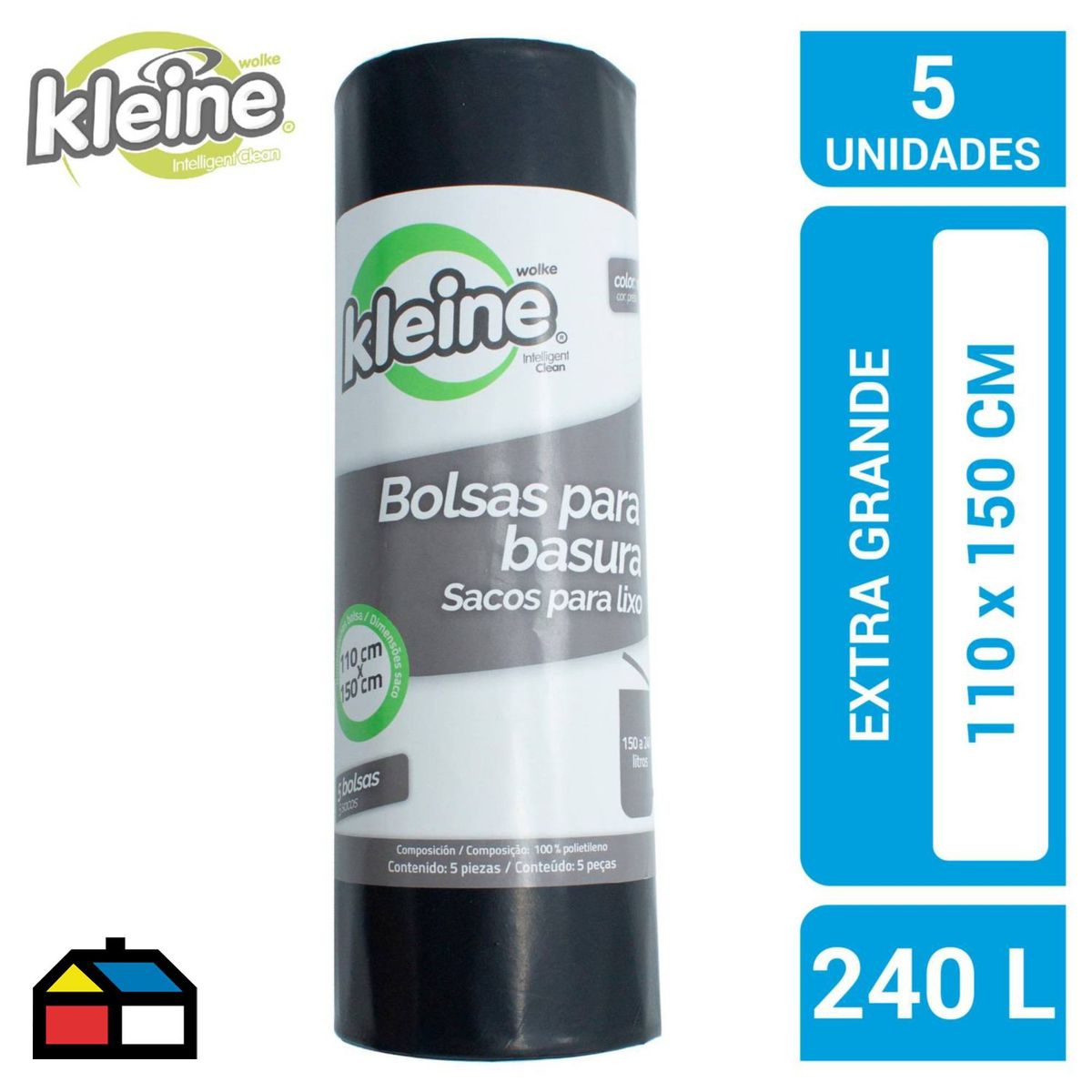 KLEINE WOLKE - Bolsa para Basura 240 Litros pack 5und