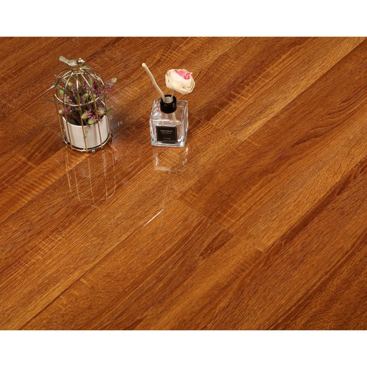 HOLZTEK - Piso Laminado Ruby Brillante Marrón AC3 8mm 130x19.2cm 1.90m2