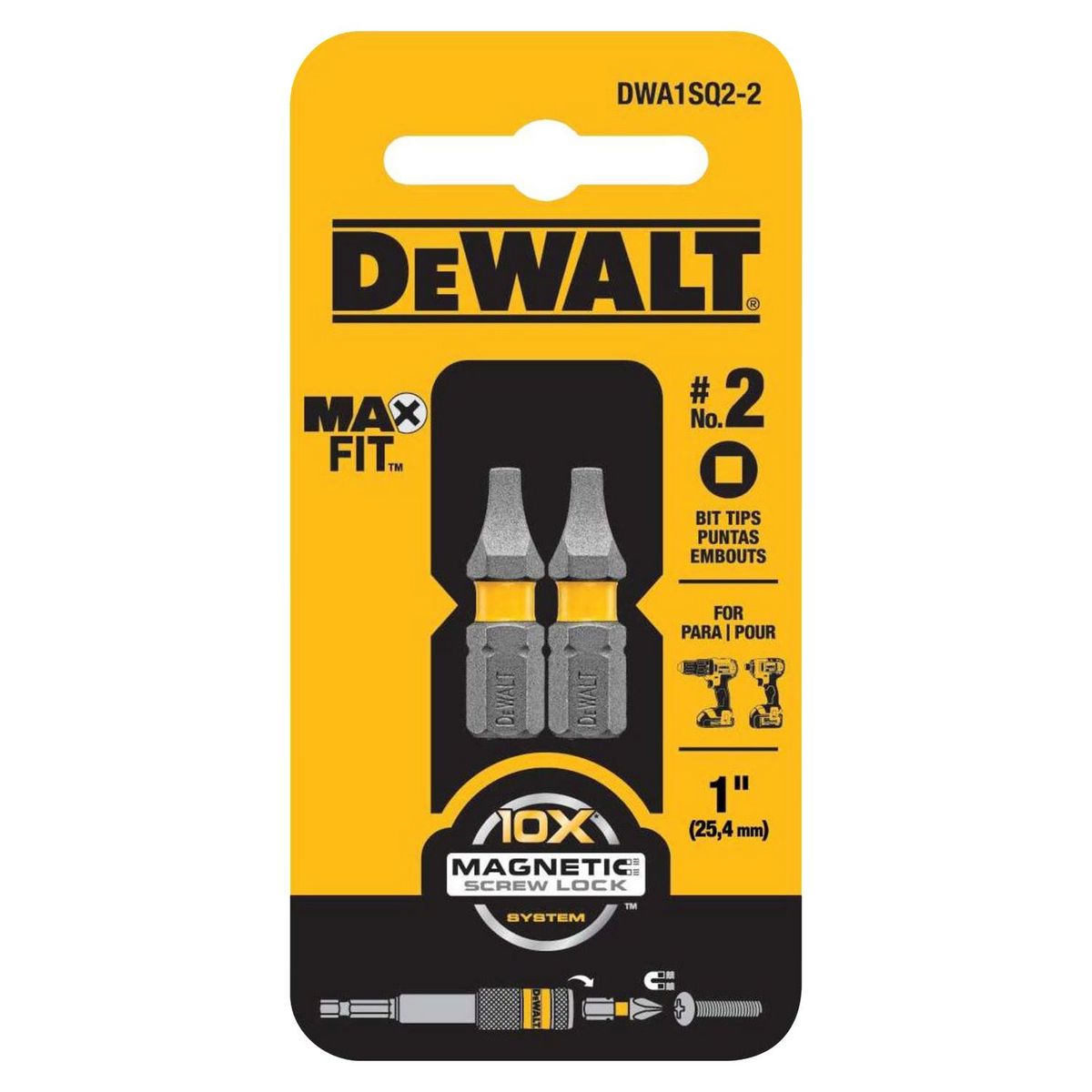 DEWALT - Punta MaxFit Square 1'' DWA1SQ2-2 x 2 Piezas Dewalt