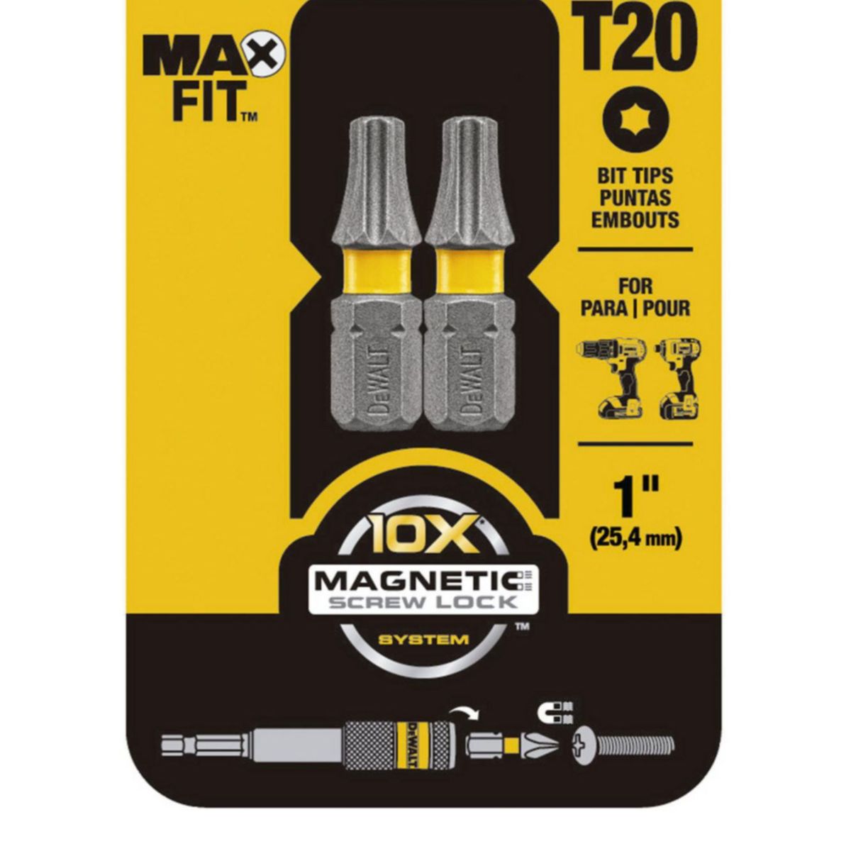 STANLEY - Punta MaxFit Torx 20 de 1 DWA1TX20-2 x 2 Piezas
