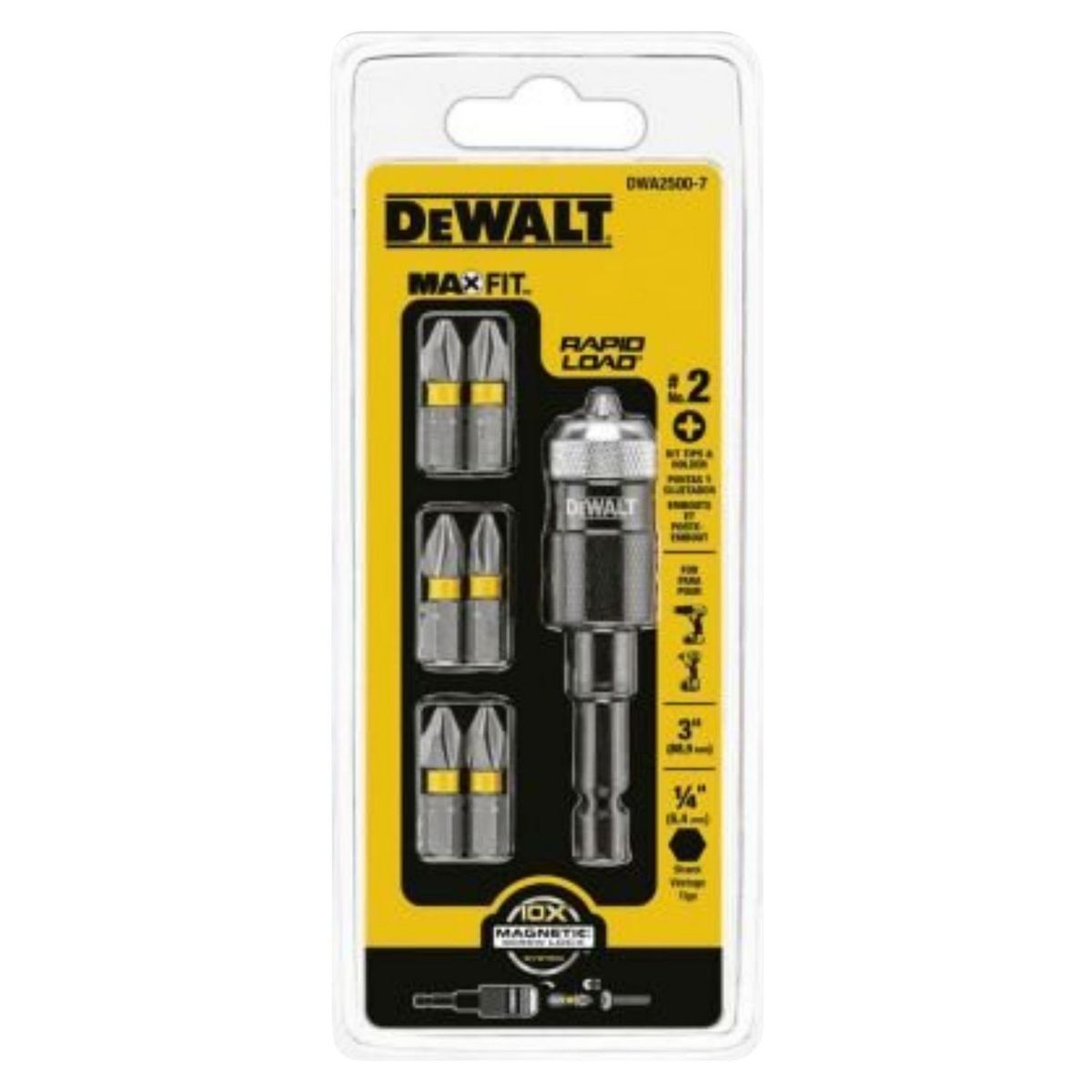 DEWALT - Set Sujetador Acero Rapid Load y Puntas Maxfit DWA2500-7 x 7 Piezas Dewalt