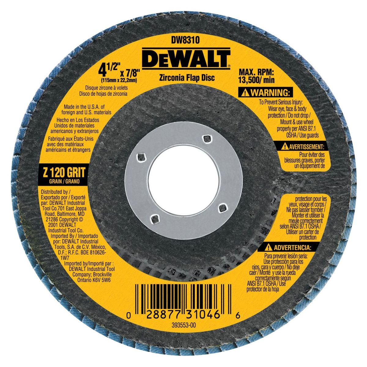 DEWALT - Disco Flap de 4 1/2" Grano 120 DW8310