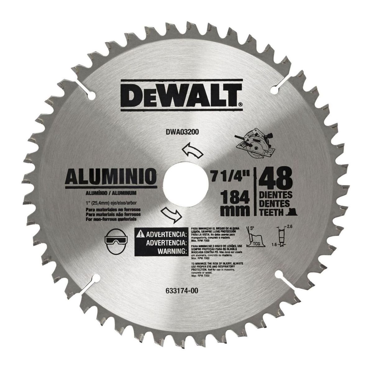 DEWALT - Disco Sierra de 7 1/4'' de 48 Dientes