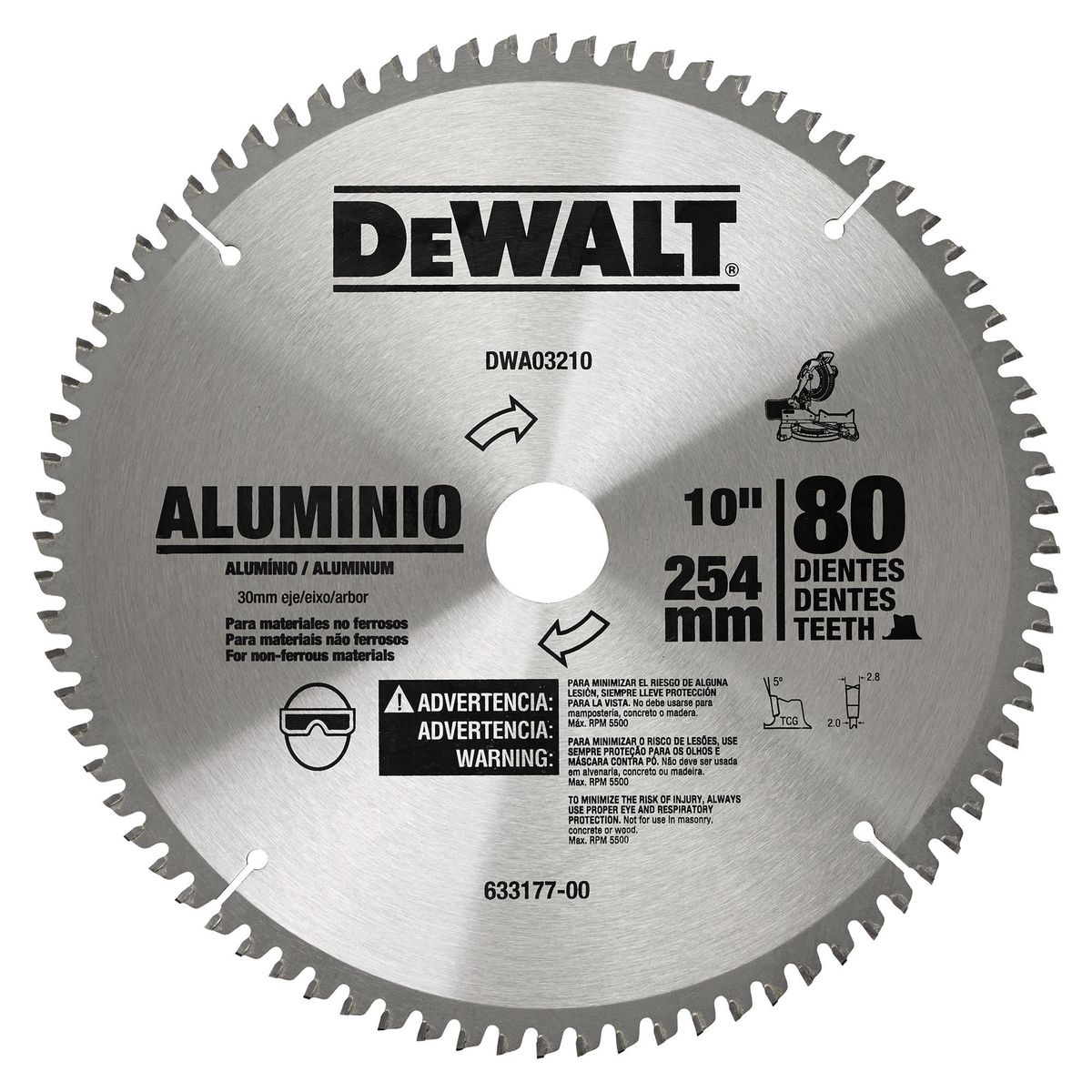 DEWALT - Disco Sierra de 10'' de 80 Dientes Dewalt
