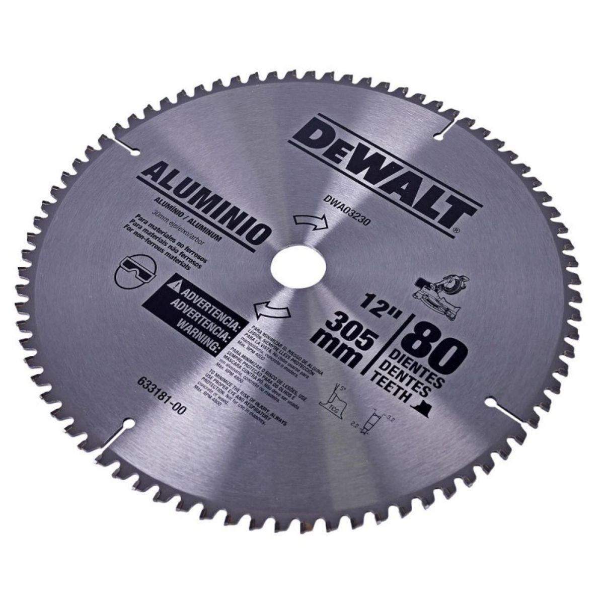 DEWALT - Disco Sierra de metal de 12'' de 80 Dientes Dewalt
