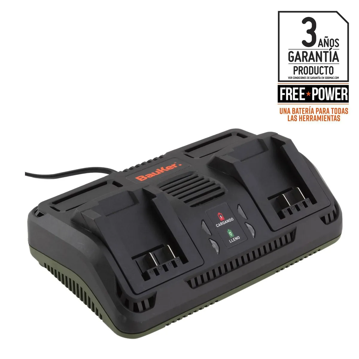 BAUKER - Cargador de Batería Inalámbrica Bauker Doble Free Power 18V