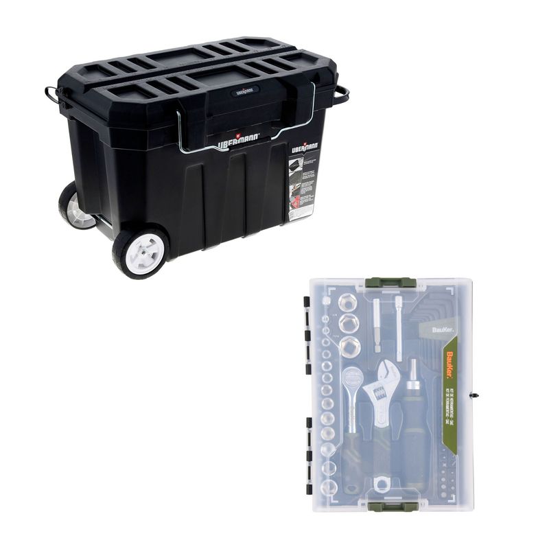  - Carro De Herramientas 29 Plástico Ubermann + Set x62 Bauker Herramientas