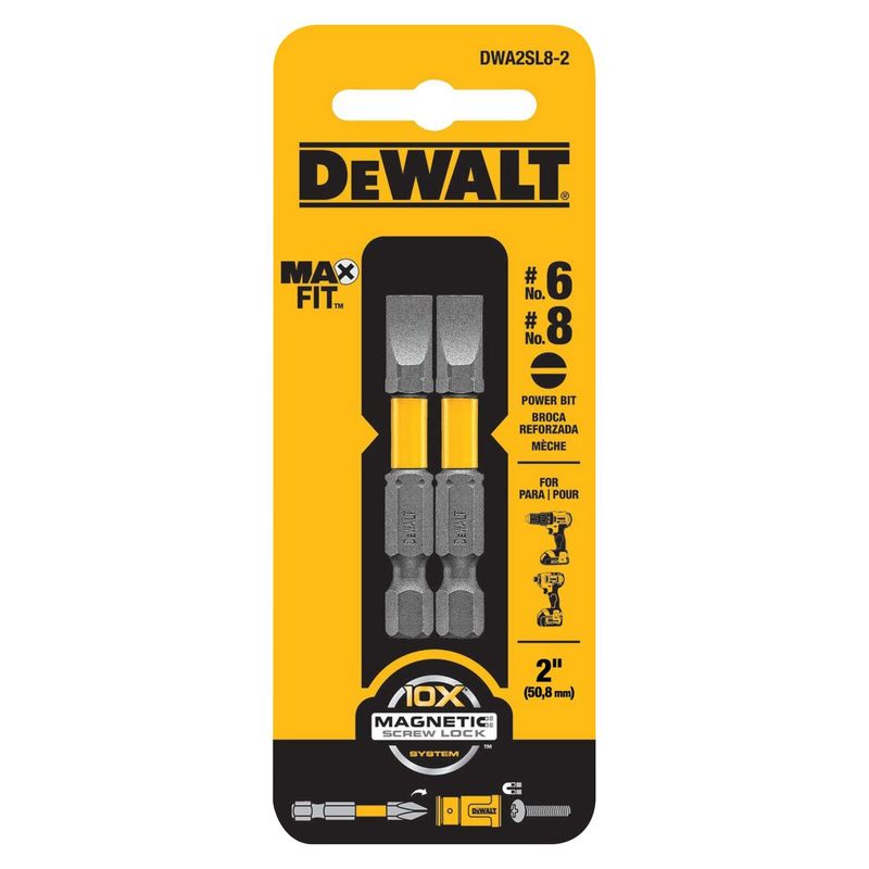 DEWALT - Punta MaxFit Slotted #6 y Slotted #8 de 2'' DWA2SL8-2 Dewalt