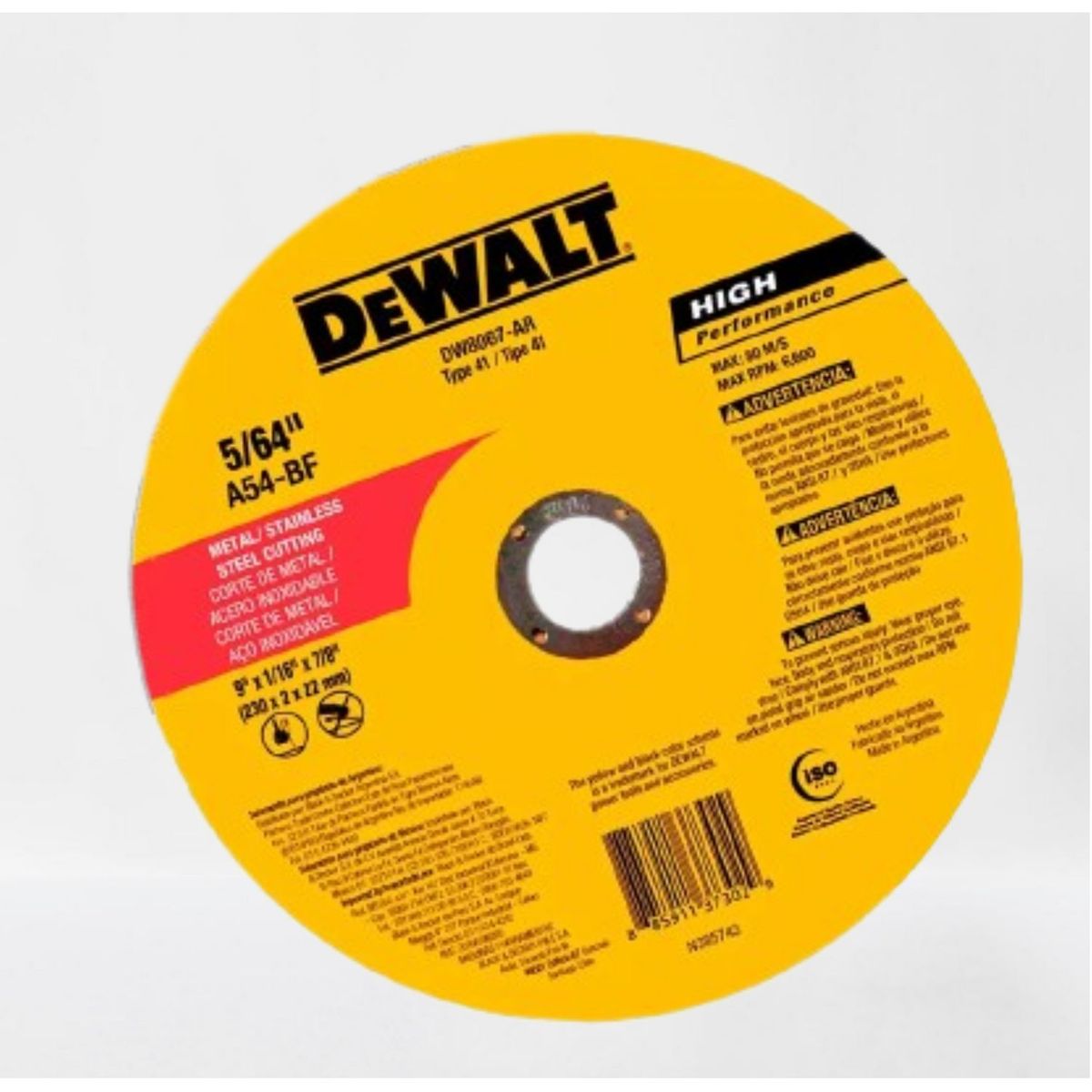 Disco Corte para acero Metal HP 9'' DW8067 Dewalt, marca DEWALT - Foto 2