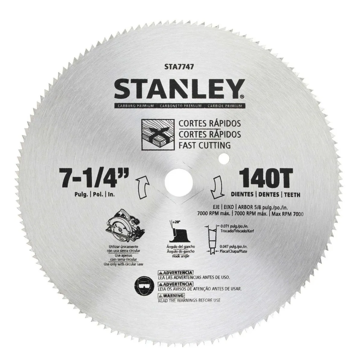 STANLEY - Disco para Madera 7-1/4'' 140 Dientes STA7747 Stanley