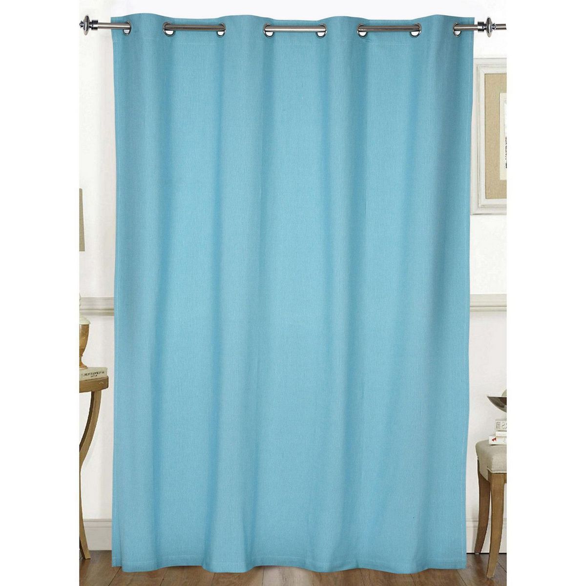 JUST HOME COLLECTION - Cortina de Tela Dobby Algodón 150x230cm Turquesa