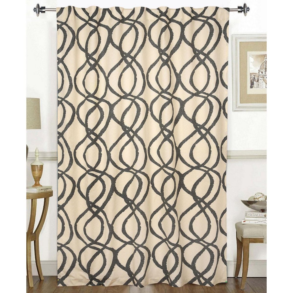 JUST HOME COLLECTION - Cortina de Tela Estampada Ondas Algodón 150x230cm Multicolor