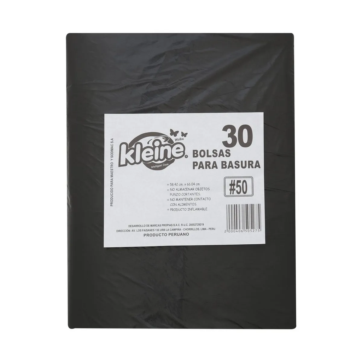 KLEINE WOLKE - Bolsa de Basura Negra 50 Litros 30und