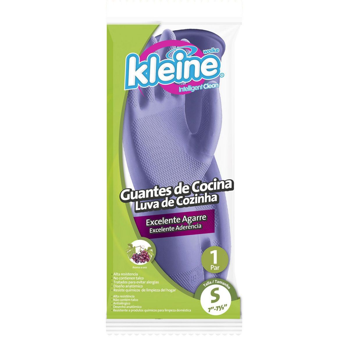 KLEINE WOLKE - Guantes de Cocina Látex Talla S - Morado