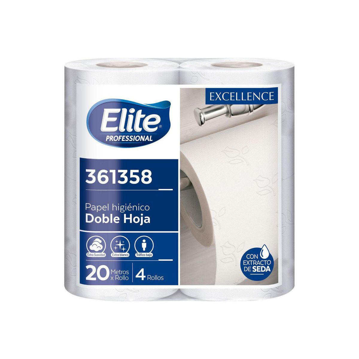 ELITE - Papel Higiénico Jumbo Elite X4 Rollos 20M