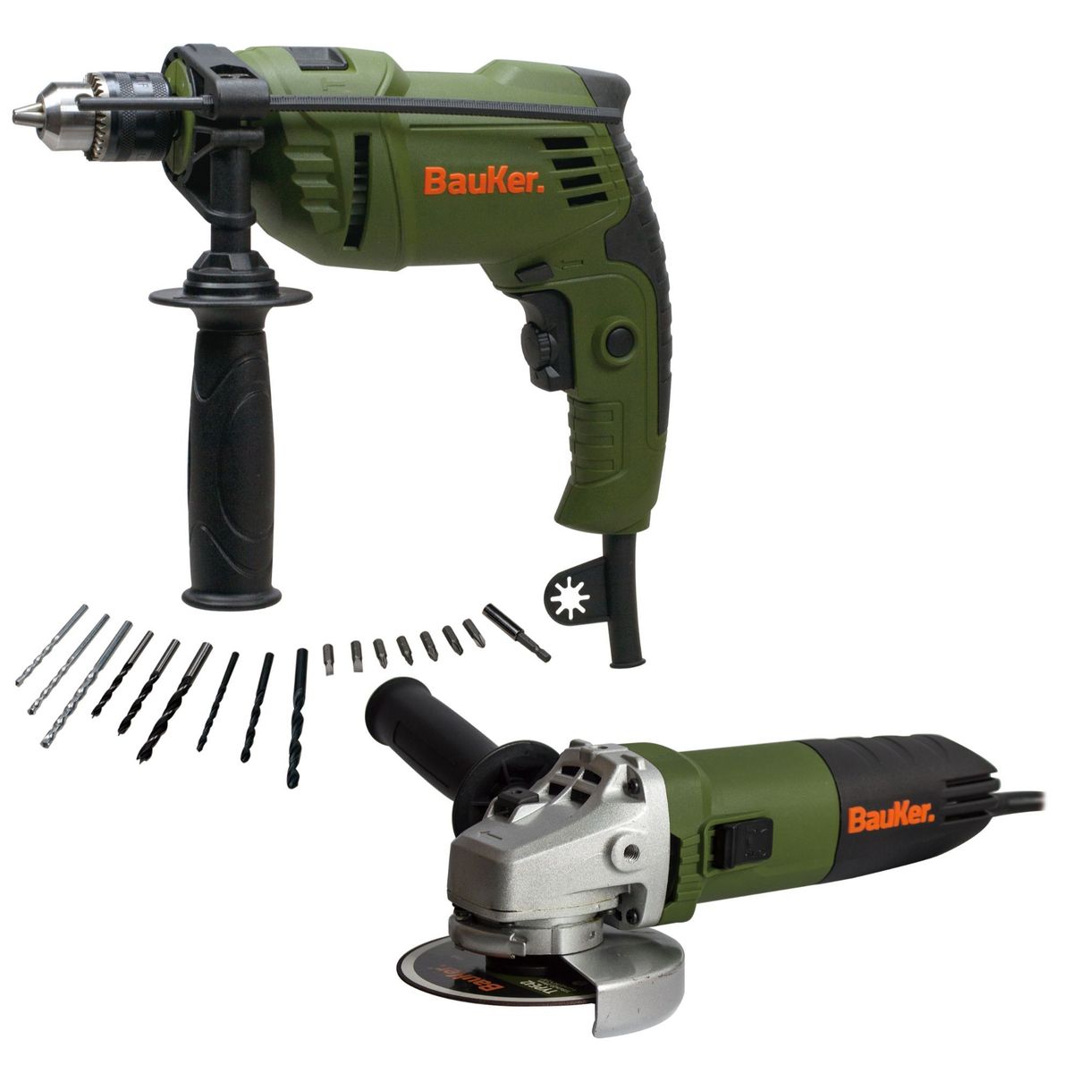 BAUKER - Taladro Percutor Eléctrico Bauker 1/2" 220V + Esmeril Angular Bauker 4 1/2"