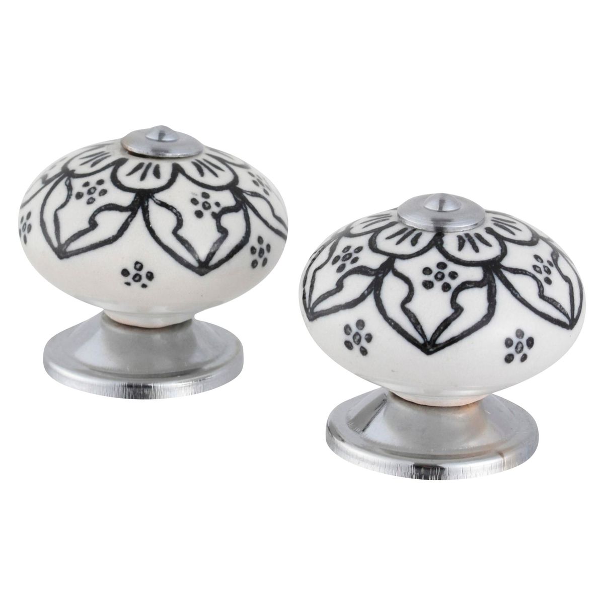 FIXSER - Jalador de Perilla 40 mm Flores Negras x 2 unid