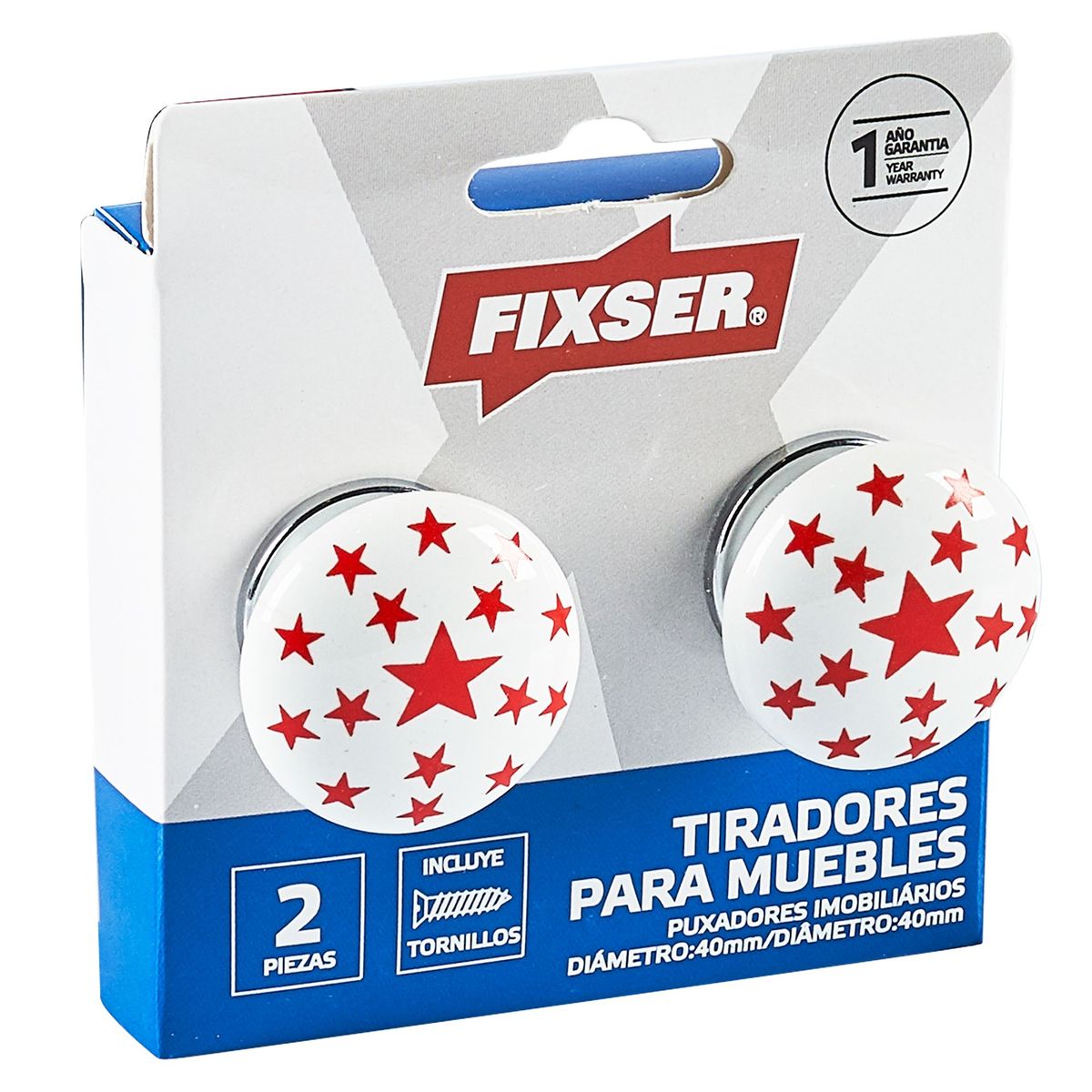 FIXSER - Tirador de Perilla 40 mm. Estrella Roja x 2 unid.