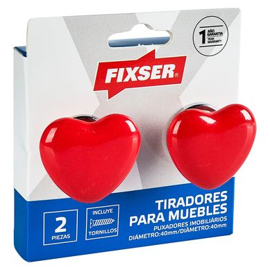Tirador Perilla 40 mm Corazon Rojo x2