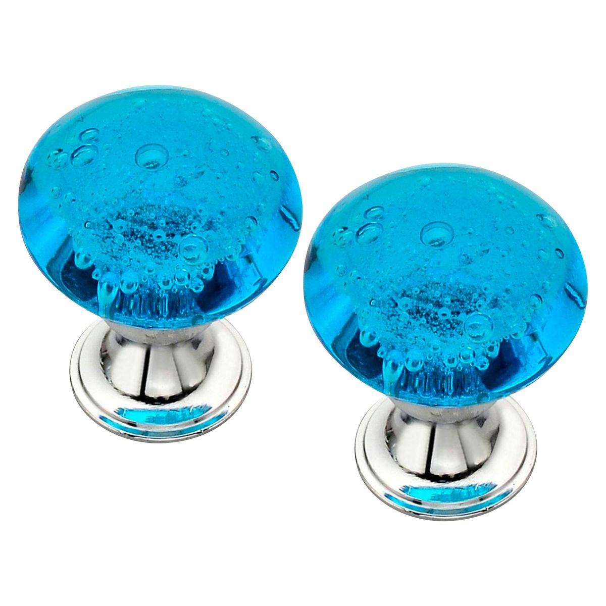 FIXSER - Tirador Perilla 34 mm Cristal Burbuja Azul x2