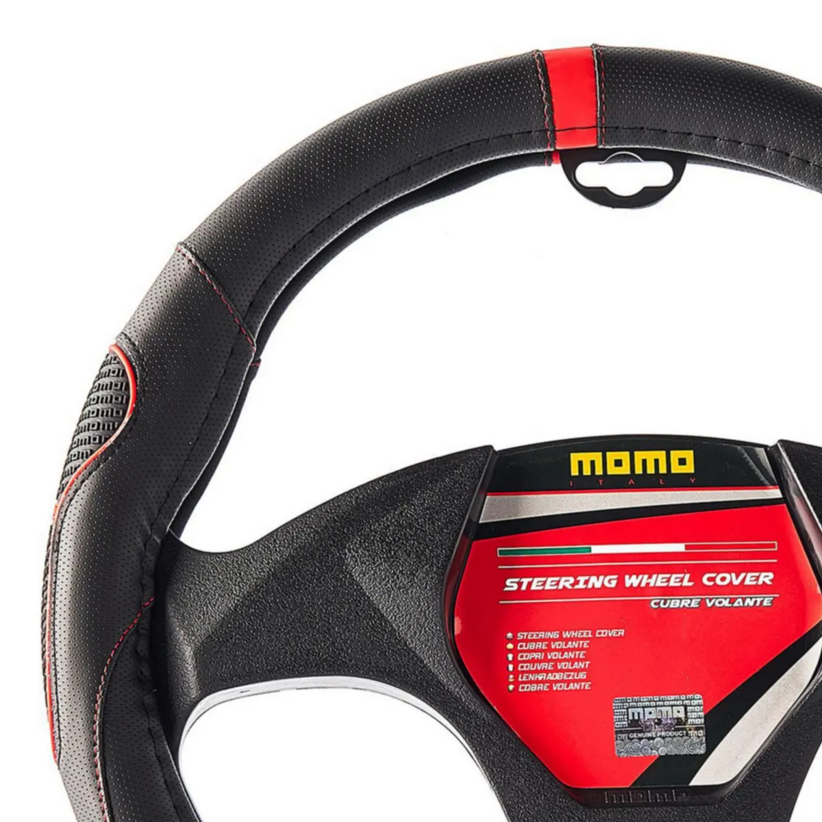 MOMO - Funda Cubre Volante Para Auto Momo Negro y Rojo 39 cm