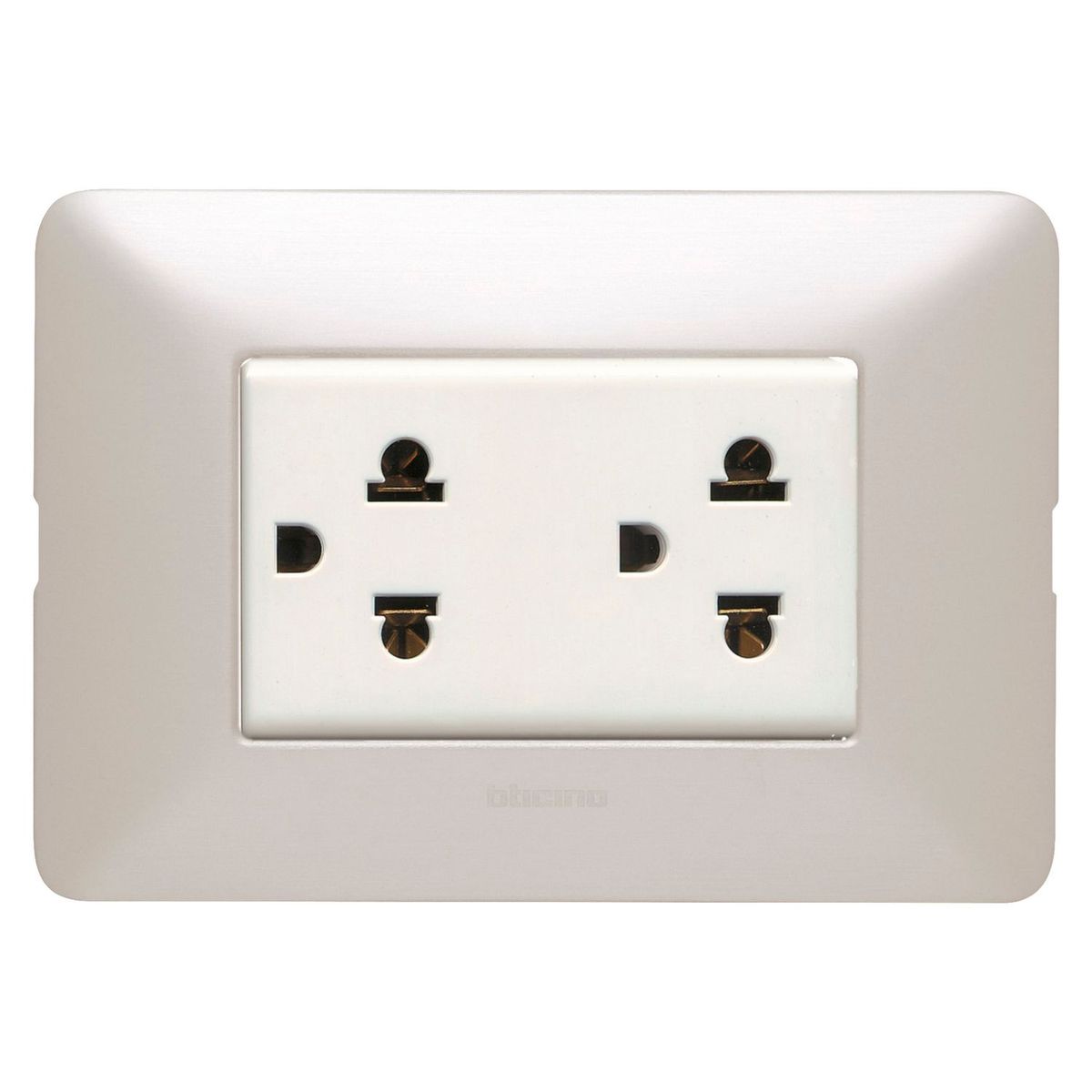 BTICINO - Tomacorriente Doble P/T Matix Gris Aluminio