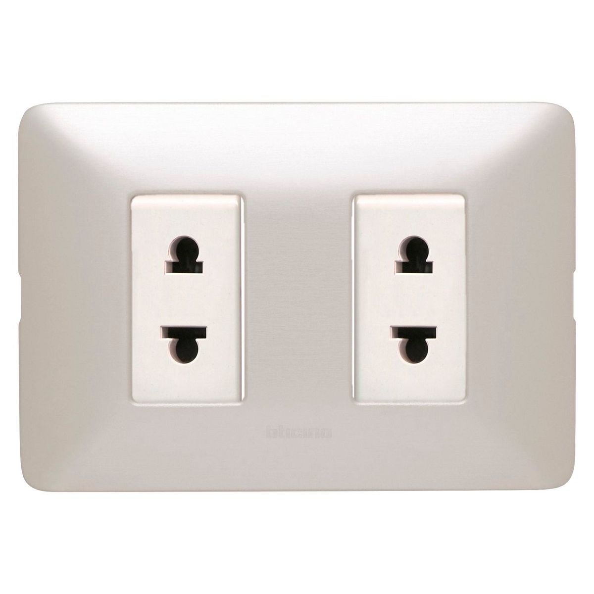 BTICINO - Tomacorriente Doble Matix Gris Aluminio