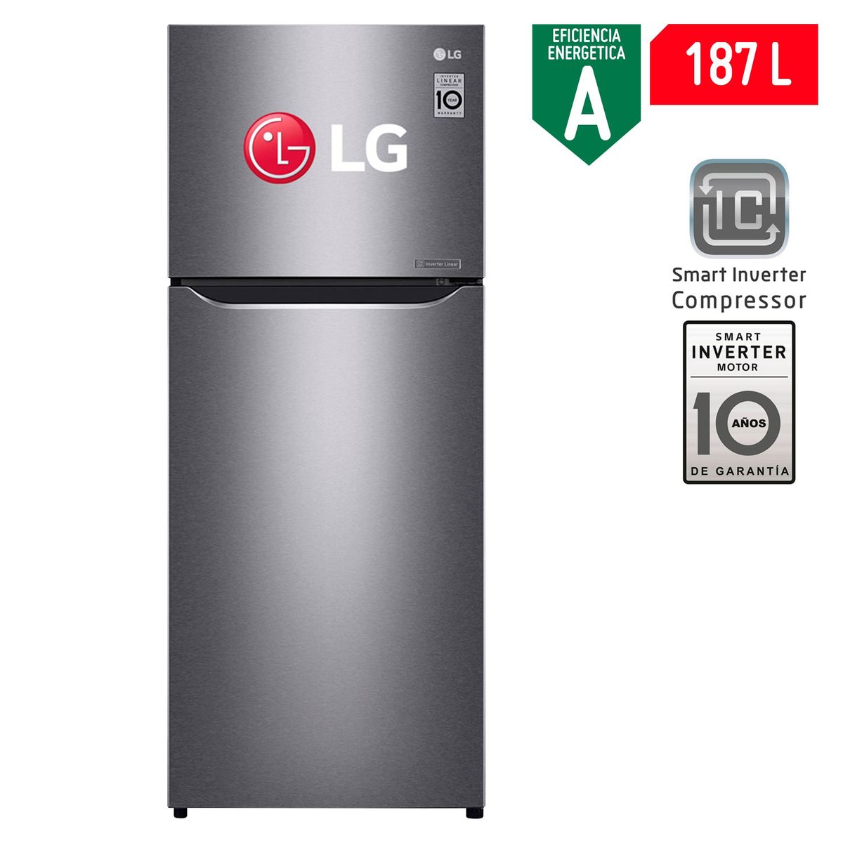 LG - Refrigeradora LG 183 Lt Top Freezer Smart Inverter GT22BPPD Acero