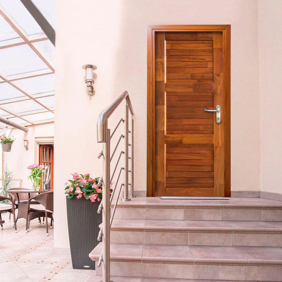 ARES - Puerta Exterior Lux Madera Nativa 95 x 207