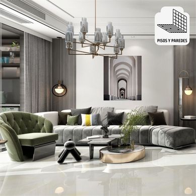 Gres porcel�nico Blanco 60x60 Marmoladas Brillante 1.44 m2