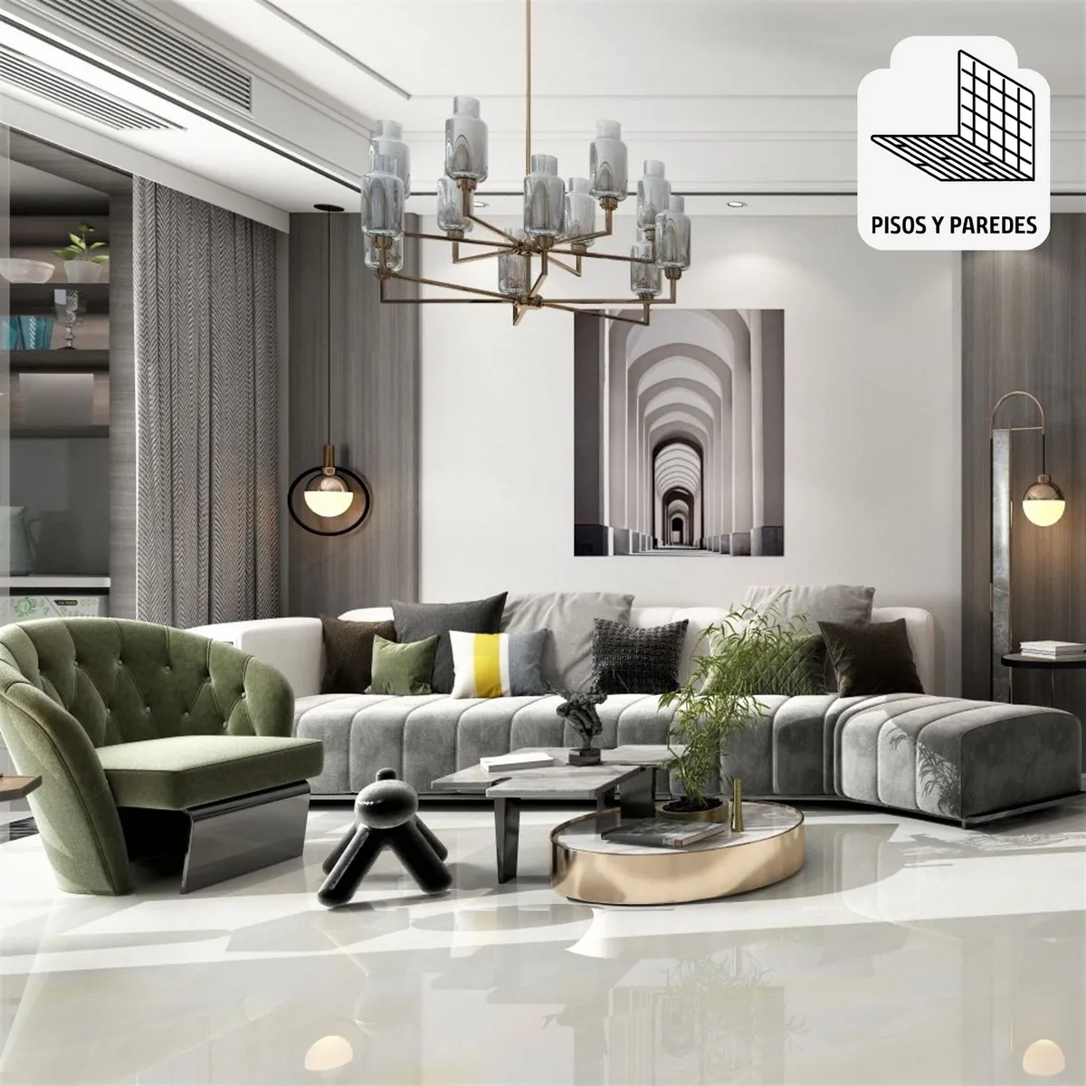 HOLZTEK - Gres porcelánico Blanco 60x60 Marmoladas Brillante 1.44 m2