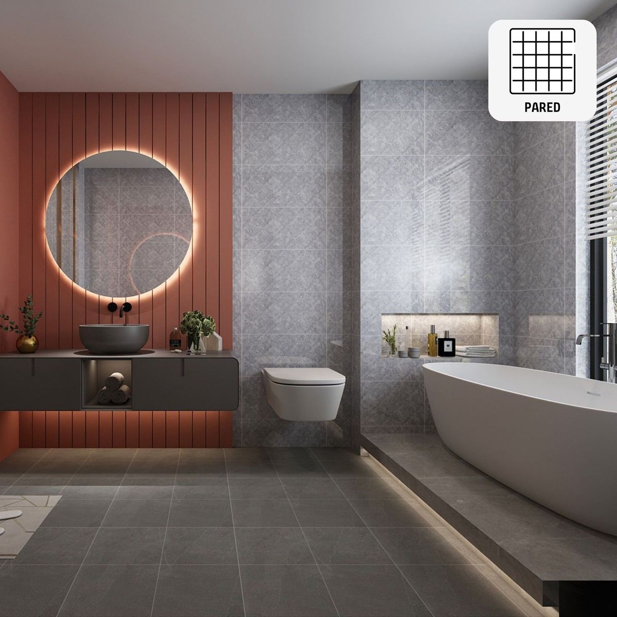 HOLZTEK - Cerámica Rombo Gris Marmolizado 30x60 cm para piso