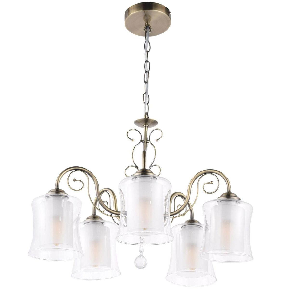 JUST HOME COLLECTION - Lámpara Colgante Vila 5 Luces Acero Café/Marrón 30 W 52 cm