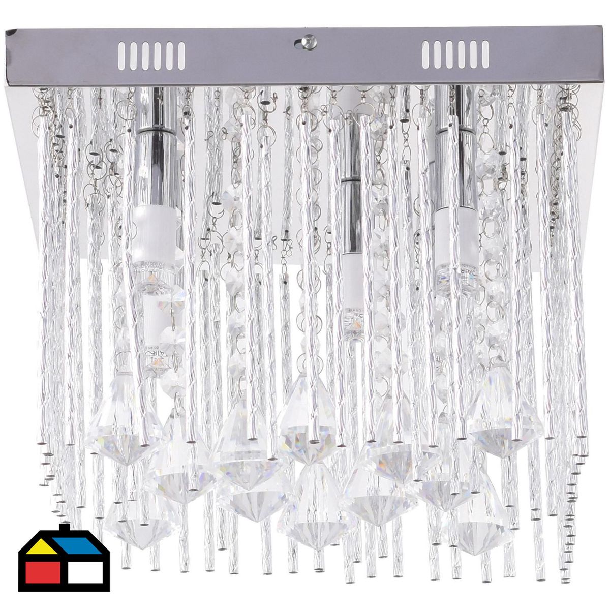 JUST HOME COLLECTION - Lámpara Techo Nin 5 Luces Vidrio Gris/Plata