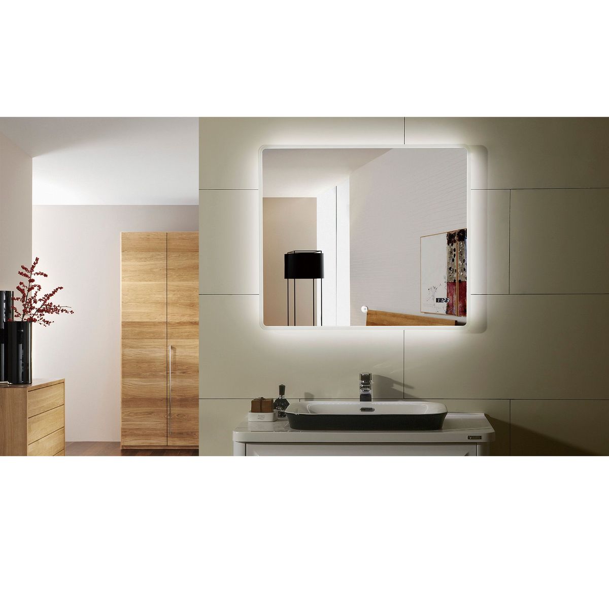 SENSI DACQUA - Espejo LED de Baño Rectangular Los Ángeles 100x80cm