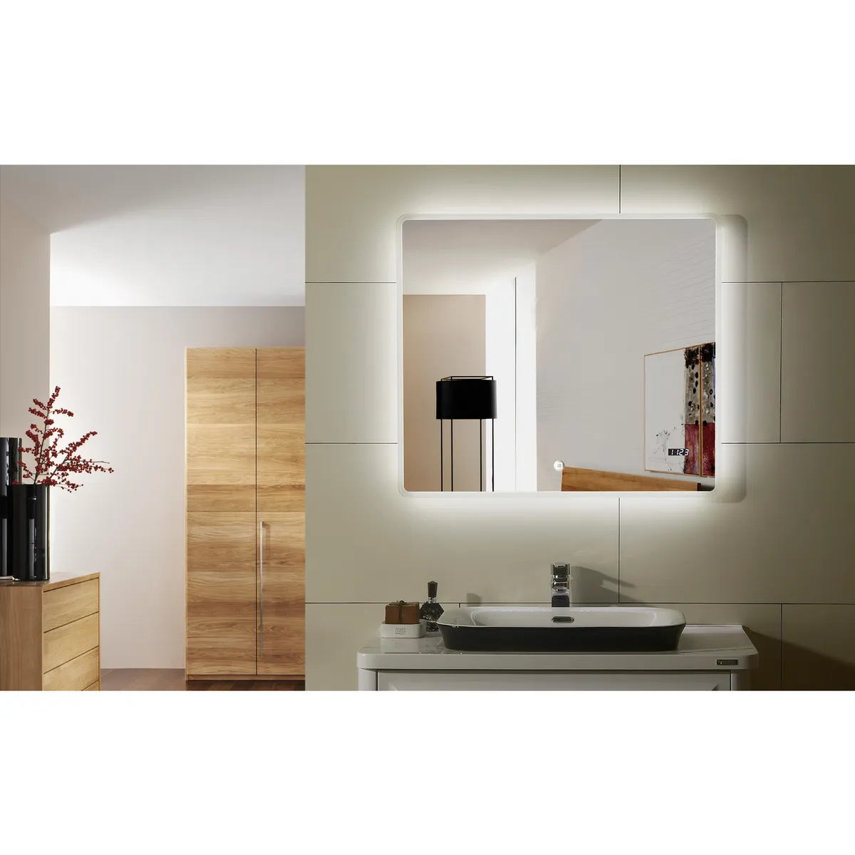 SENSI DACQUA - Espejo LED de Baño Rectangular Dawn 80x70cm