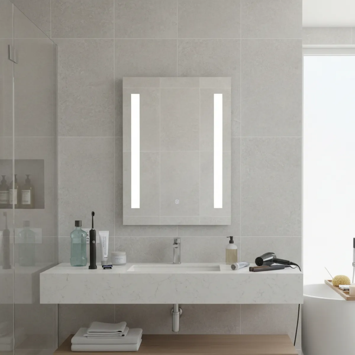 SENSI DACQUA - Espejo LED de Baño Rectangular Desempañante París 50x70cm