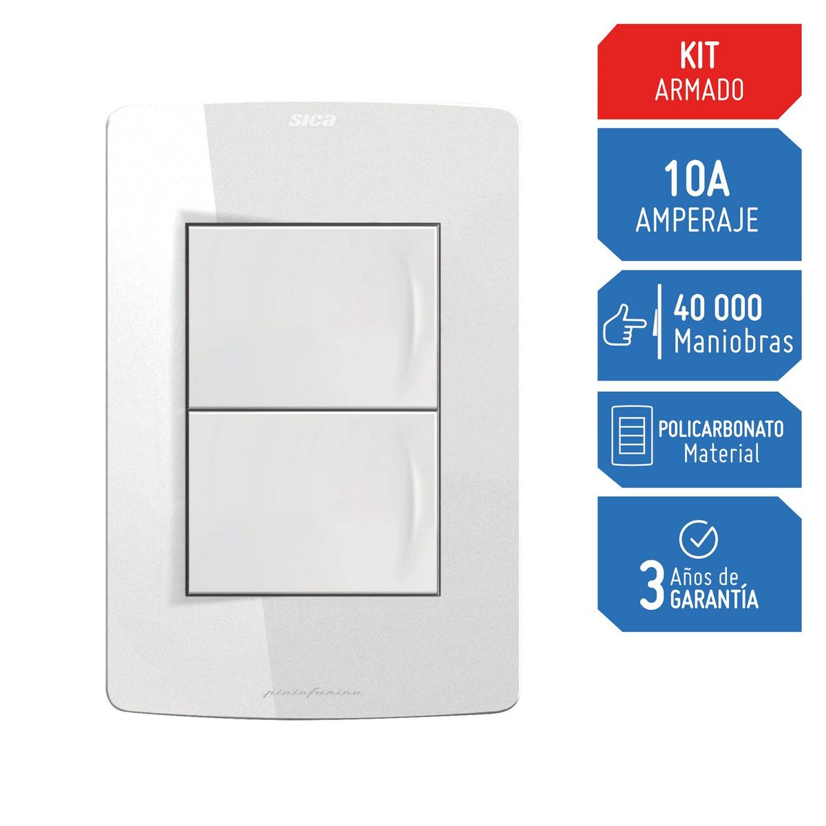 SILIGHT - Interruptor Doble Silight Blanco