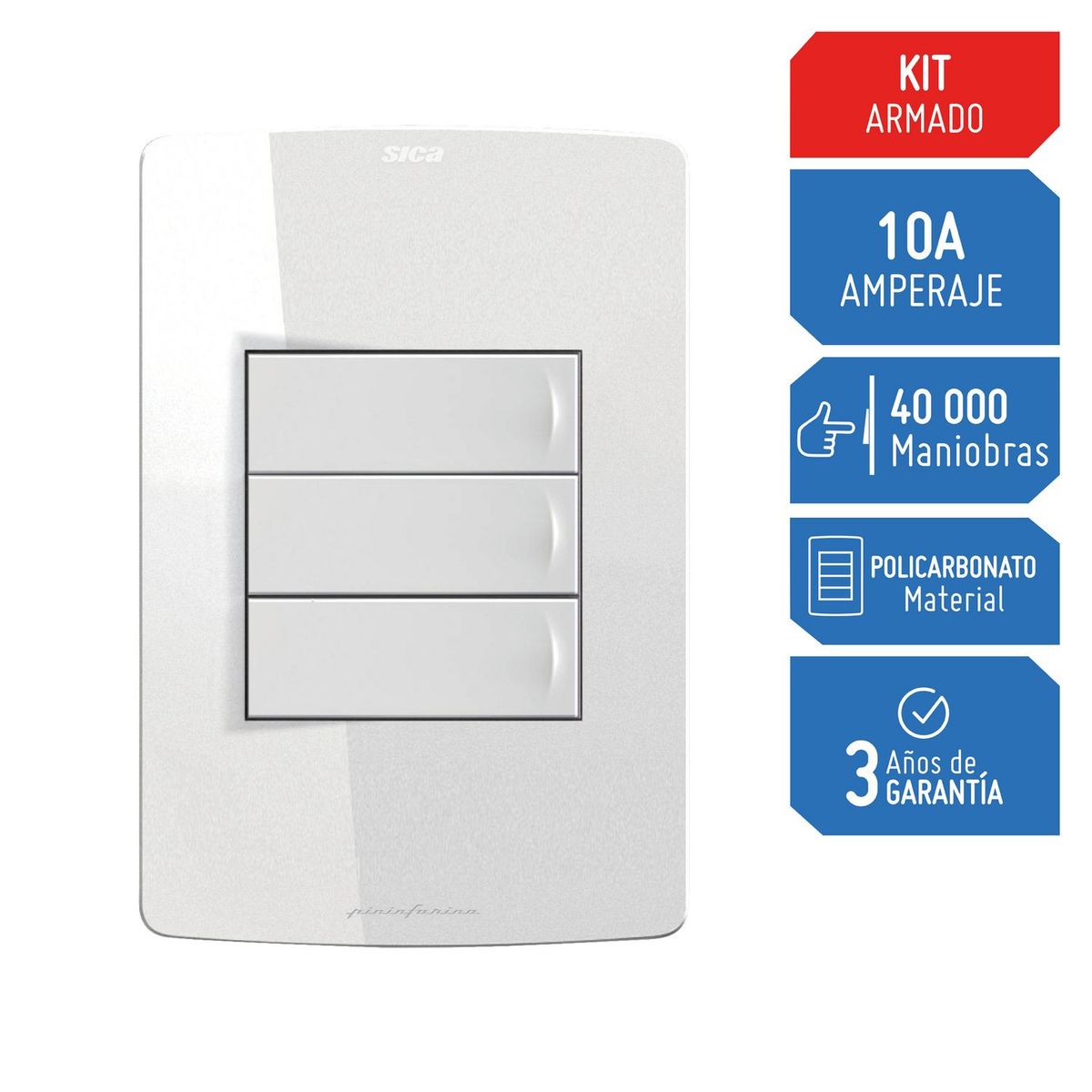 SILIGHT - Conmutador Triple Silight Blanco