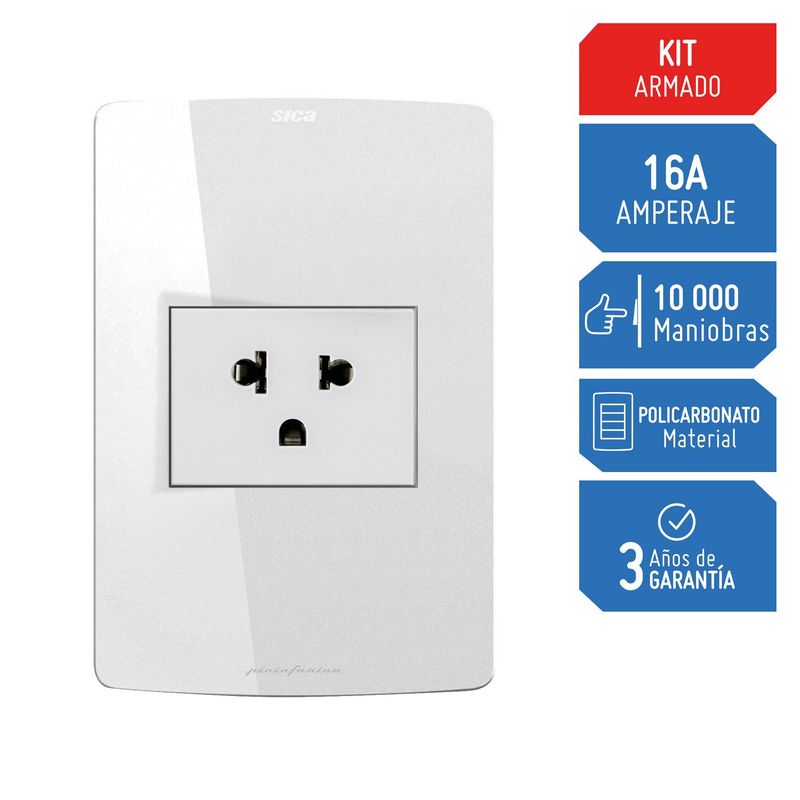 SILIGHT - Tomacorriente Simple P/T Silight Blanco